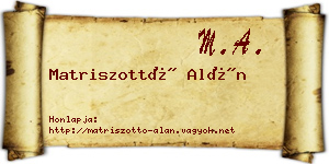 Matriszottó Alán névjegykártya